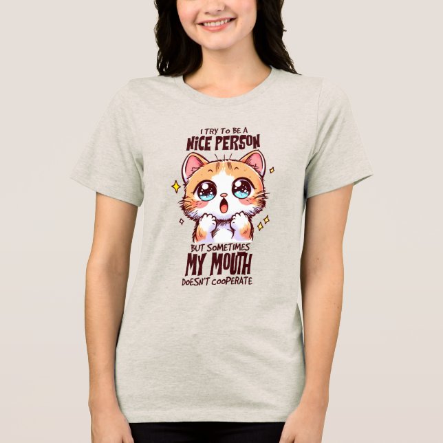 Lungsarcasm cat ord art t shirt (Framsida)