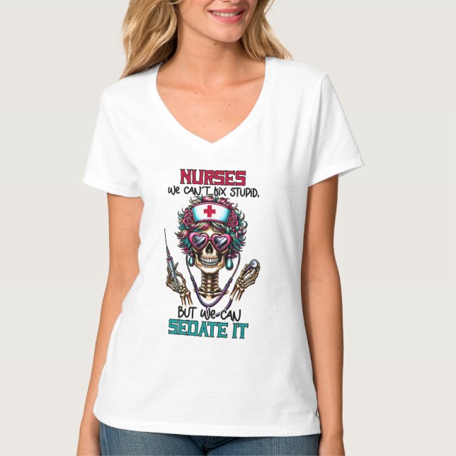 Lungskelett Nurse ord art T Shirt (Framsida)