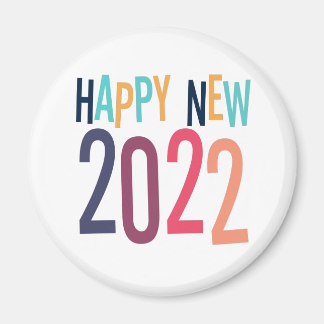 Lungt 2022 Gott nytt år med färgstark text Magnet (Framsidan)