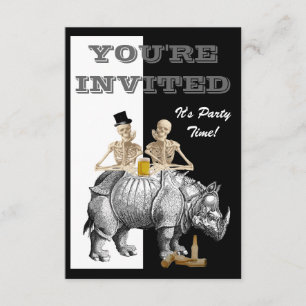 Lungt skelett och rino inbjudningar