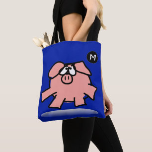 Lungt Tecknad Gris-år Välj färg Bag Monogram Tygkasse