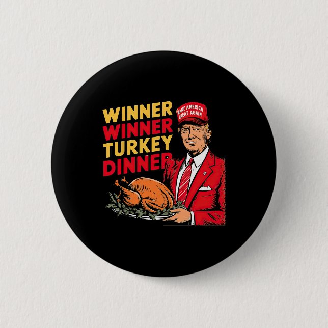 Lungt Trump Winner Vinner Turkiet Middag Thanksgiv Knapp (Framsida)