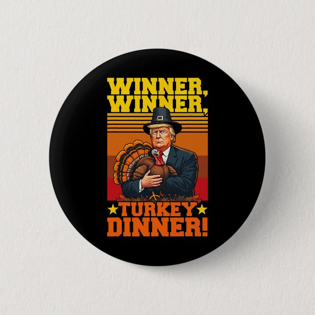Lungt Trump Winner Vinner Turkiet Middag Thanksgiv Knapp (Framsida)