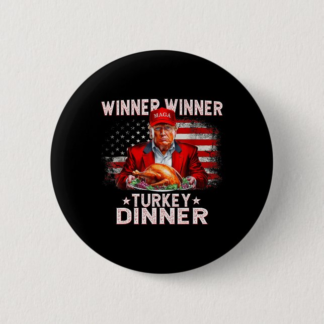 Lungt Trump Winner Vinner Turkiet Middag Thanksgiv Knapp (Framsida)