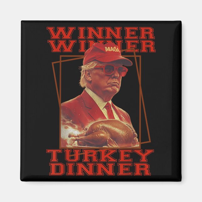 Lungt Trump Winner Vinner Turkiet Middag Thanksgiv Magnet (Framsidan)
