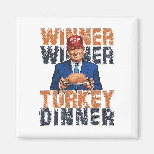 Lungt Trump Winner Vinner Turkiet Middag Thanksgiv Magnet (Framsidan)