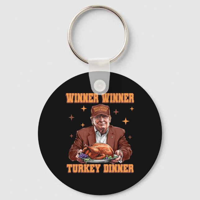 Lungt Trump Winner Vinner Turkiet Middag Thanksgiv Nyckelring (Framsida)
