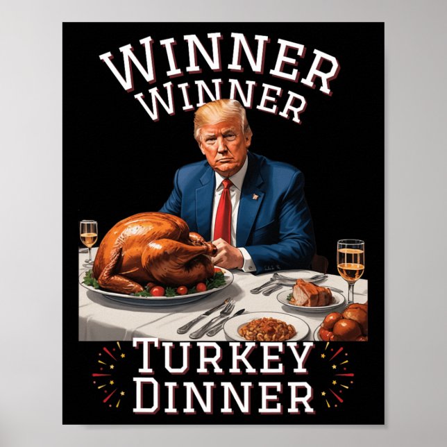 Lungt Trump Winner Vinner Turkiet Middag Thanksgiv Poster (Framsidan)