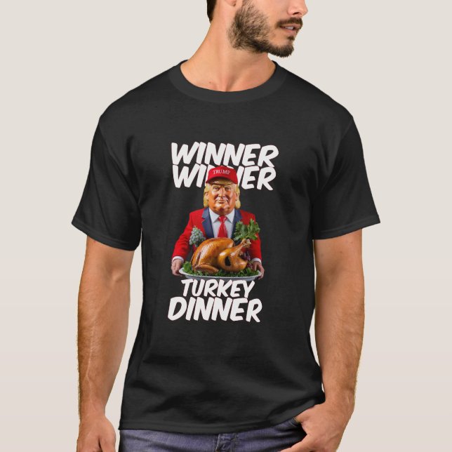 Lungt Trump Winner Vinner Turkiet Middag Thanksgiv T Shirt (Framsida)