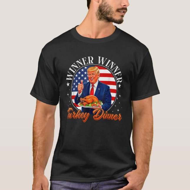 Lungt Trump Winner Vinner Turkiet Middag Thanksgiv T Shirt (Framsida)