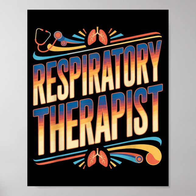 Lungterapeut RT Stetoskop Bröstemblem Poster (Framsidan)