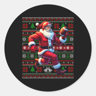 Lungtomten spelar amerikansk fotboll Ugly Christm Runt Klistermärke
