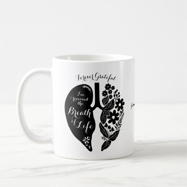 Lungtransplantation Vildblomma Svart & Vitt Anpass Kaffemugg (Vänster)