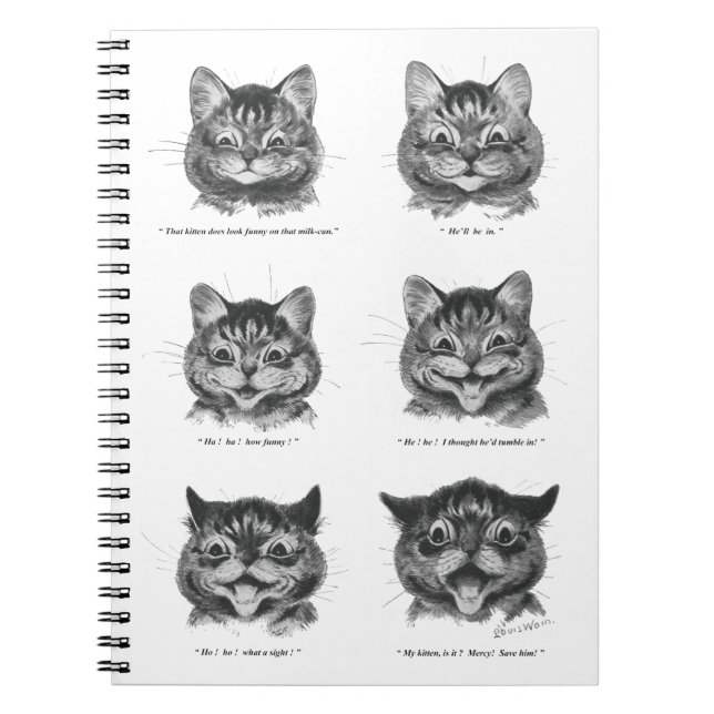 Lunj Ansikte i Cat, Louis Wain Anteckningsbok (Framsidan)