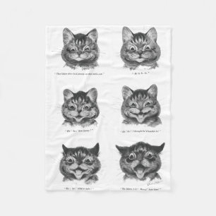 Lunj Ansikte i Cat, Louis Wain Fleecefilt