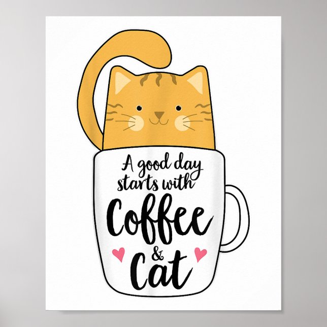 Lunj Orange Cat Coffee Mugg Cat Lover Poster (Framsidan)