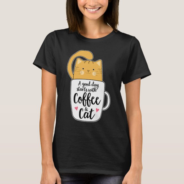 Lunj Orange Cat Coffee Mugg Cat Lover T Shirt (Framsida)