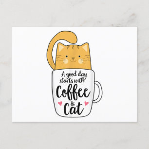 Lunj Orange Cat Coffee Mugg Cat Lover Vykort