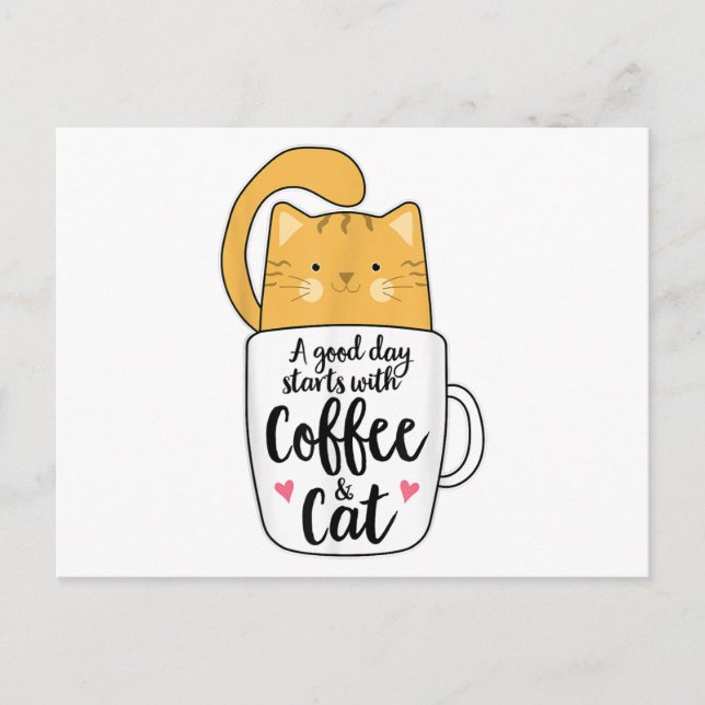Lunj Orange Cat Coffee Mugg Cat Lover Vykort (Framsida)