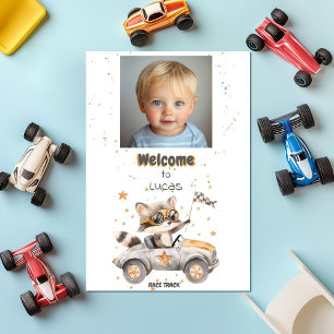 Lunny Animals Tävling Cars 2:a födelsedag Välkomme Poster