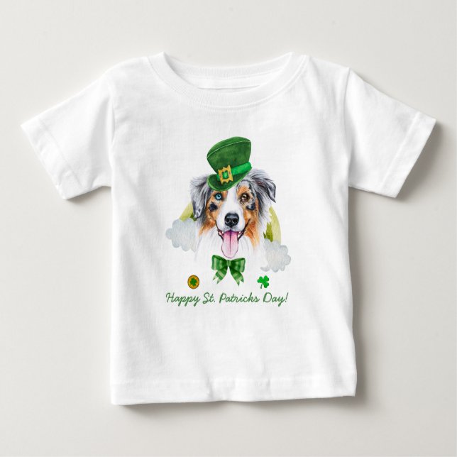 Lunny Australian shepherd Guld St. Patricks Day T Shirt (Framsida)
