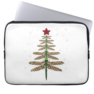 Lunny Dragonfly julgran dekorents leopard Laptop Fodral