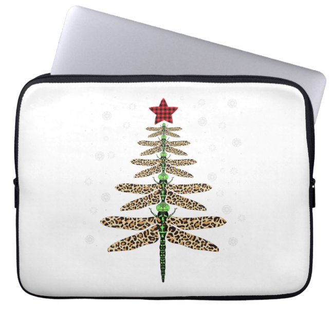 Lunny Dragonfly julgran dekorents leopard Laptop Fodral (Framsidan)