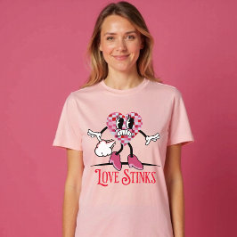 Lunny Kärlek Stinks Farting Checkered Heart T Shirt