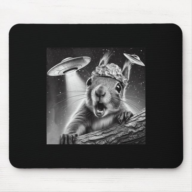 Lunt Alien Squirrel Selfie med Alu Hat Ufo Encou Musmatta (Framsidan)