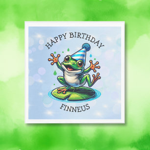 Lunt Dancing Frog Personlig Birthday Pappersservett