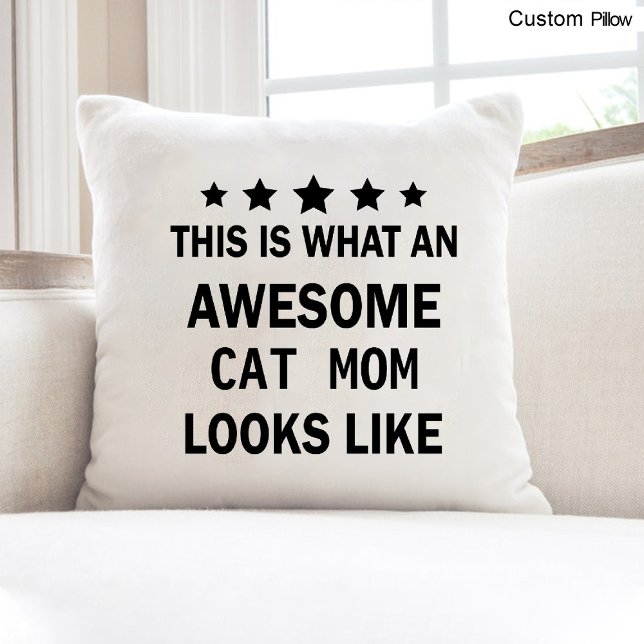 Lunt Fantastisk Cat Mamma/Cat Lover Trendig Kudde (Funny Awesome Cat Mom / Cat Lover Trendy Throw Pillow)