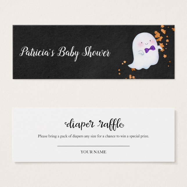 Lunt Ghost Halloween Baby Shower Raffle Litet Visitkort (Framsida & baksida)