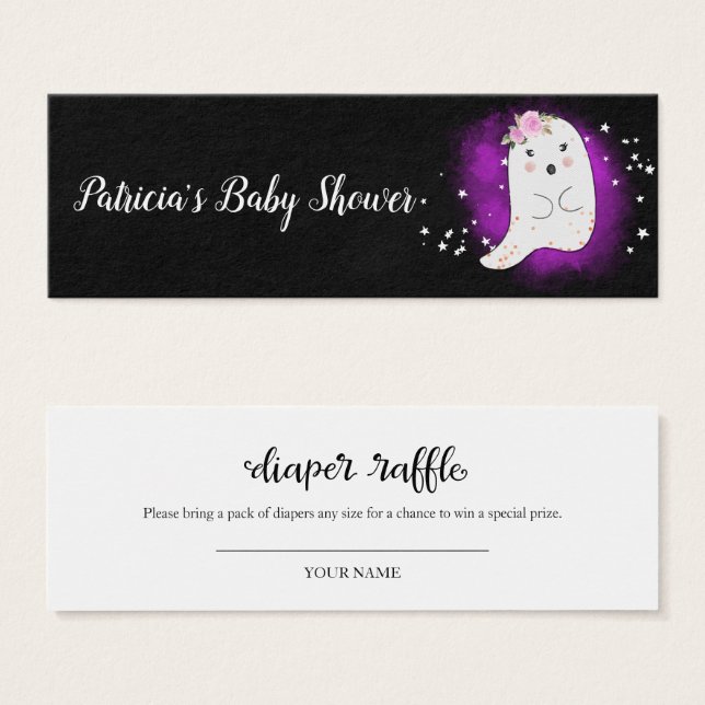 Lunt Ghost Halloween Baby Shower Raffle Litet Visitkort (Framsida & baksida)