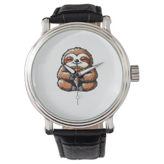 Lunt Sloth åt Pizza, Kawaii Animal Lover Clas Armbandsur