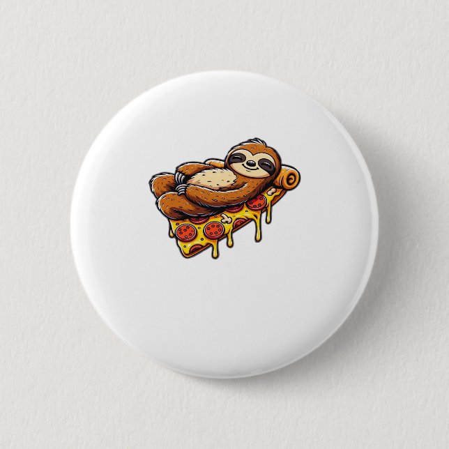 Lunt Sloth åt Pizza, Kawaii Animal Lover Clas Knapp (Framsida)