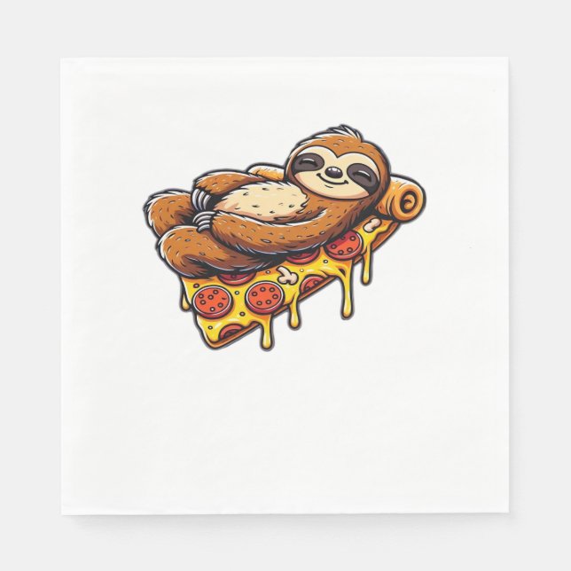 Lunt Sloth åt Pizza, Kawaii Animal Lover Clas Pappersservett (Framsidan)