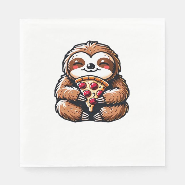 Lunt Sloth åt Pizza, Kawaii Animal Lover Clas Pappersservett (Framsidan)