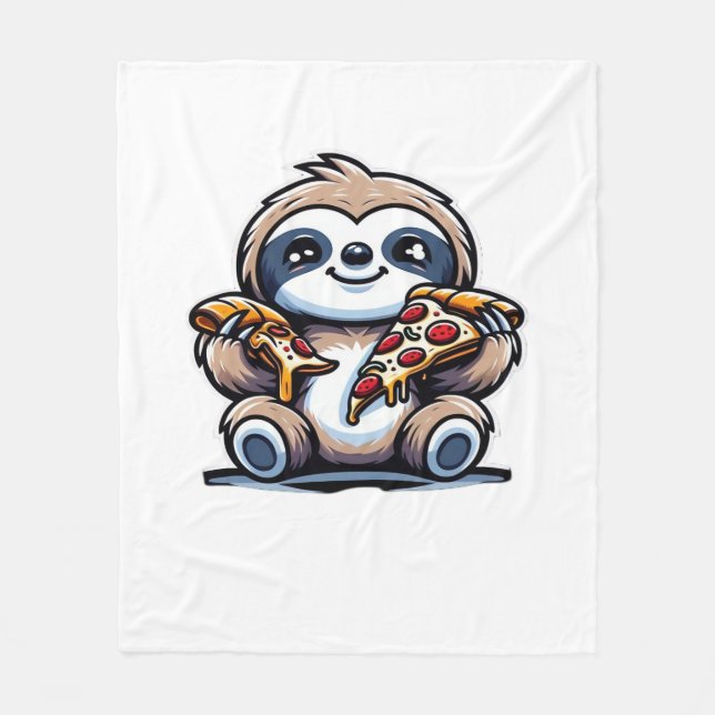 Lunt Sloth åt Pizza, Kawaii Animal Lover Over Fleecefilt (Framsidan)