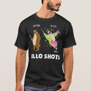 Lunt Sloth Unicorn före efter Jello Shots T Shirt