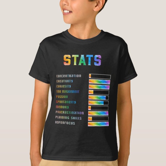 Luntiga barn med Adhd-statistik Neurodiversity Adh T Shirt (Framsida)