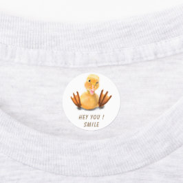 Luntiga etiketter med texten Lycklig Anka Smile - 