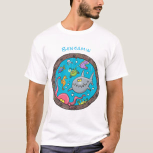 Luntiga havslevande varelser under tecknaden teckn t shirt