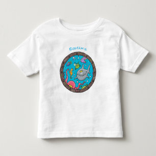 Luntiga havslevande varelser under tecknaden teckn t shirt