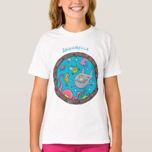 Luntiga havslevande varelser under tecknaden teckn t shirt