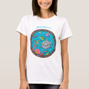 Luntiga havslevande varelser under tecknaden teckn t shirt