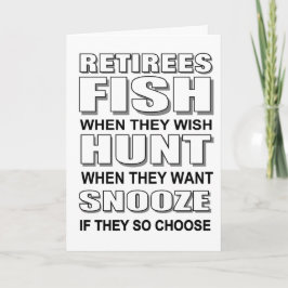 Luntiga jägare, fiskare och snoozrar i pension kort