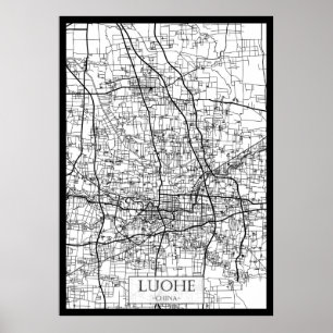 Luohe Kina Stadskarta Poster