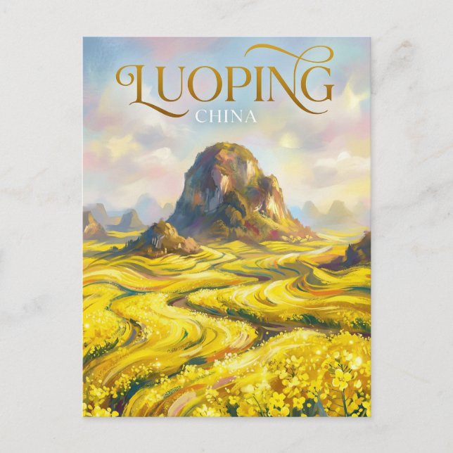 Luopings rapsfält Kina Vykort (Framsida)