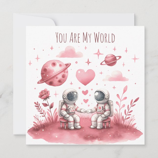 Lupercalia Astronaut Rymd Kärlek Alla Hjärtans Dag Julkort (Framsida)