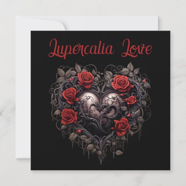 Lupercalia Black Thorns & Roses Heart Valentine's Julkort (Framsida)